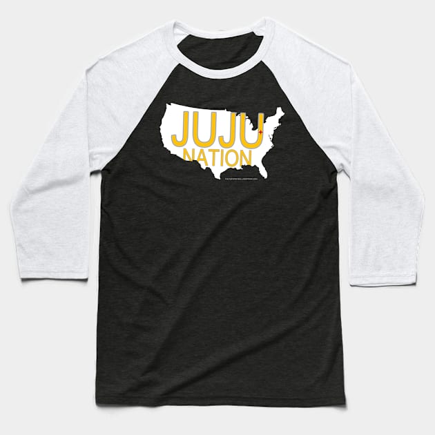 JuJu Nation (White) Baseball T-Shirt by FFObserver